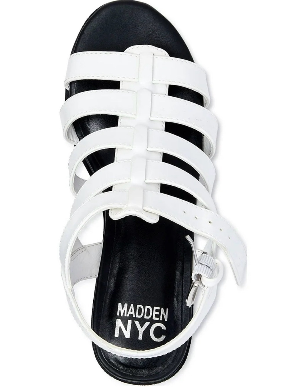Madden NYC White Strappy Wedge Fisherman Sandal